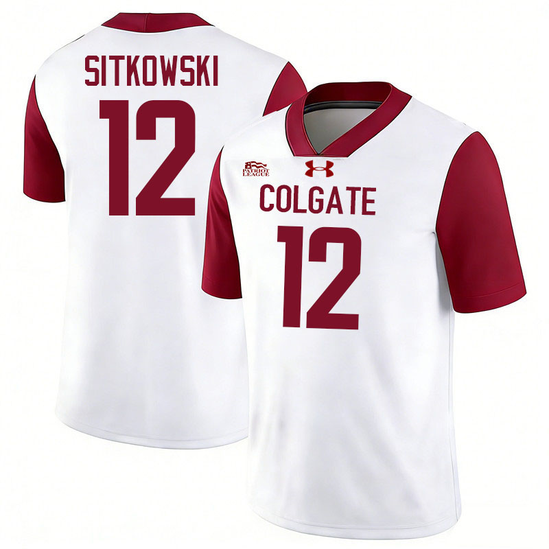 Colgate Raiders #12 Aleks Sitkowski College Football Jerseys,Uniforms-White